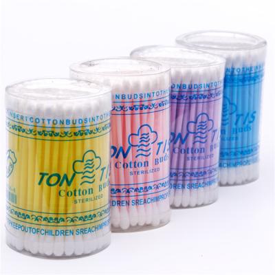 China Biodegradable Cotton Buds Swabs OEM Medical Baby Swabs 100pcs Eco-friendly Plastic High Quality and Pure Cotton for sale