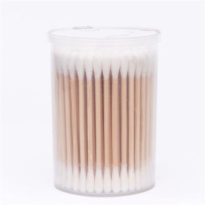 China 100pcs Wooden Cotton Pad Good Quality Customized Best Wooden Stick Cotton Pads for sale