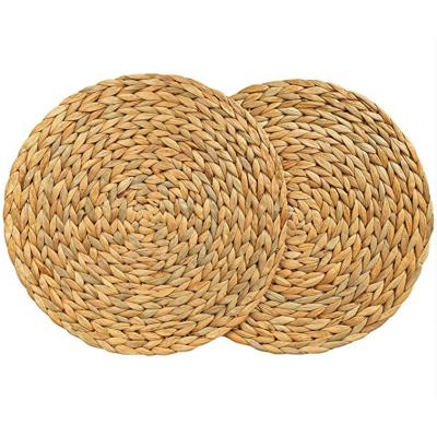 China 100% Natural Sustainable Water Hyacinth Handmade Cup / Round Dinner Table Bamboo Mat for sale