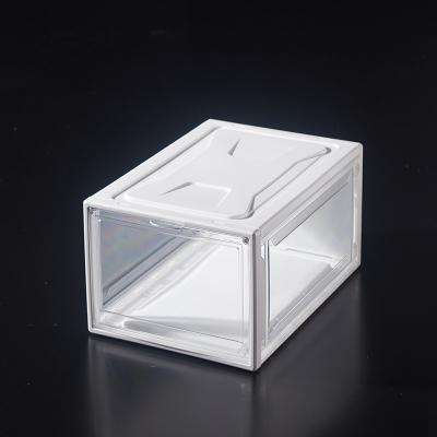 China Hot Selling Minimalist 36*28*22cm Shoe Storage Bins Organizer Clear Assemblet Acrylic Magnetic Stackable Shoe Box for sale