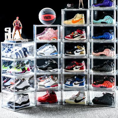 China 14.2*11*8.7 Inch Minimalist White/Black/Gray Stackable Plastic Display Box Shoes Box Clear Plastic Storage for sale