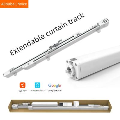 China Minimalist Google Home Alexa Tuya Smart Wifi Motor Curtain Telescopic Track System for sale