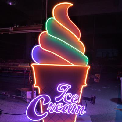 China Rich Colors SHINING LED Lighted Huge Letter Ice Cream Flexible Neon Signs For Indoor Outdoor Multicolor Silicon Flex Neon Letters for sale