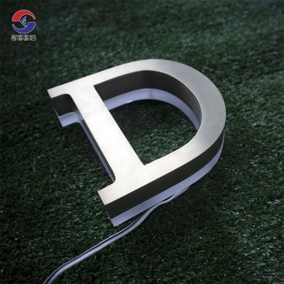 China Long lasting SHINY customs lead stainless steel letter sign 3D metal alphabet advertising signs backlit decorative channel letter for sale