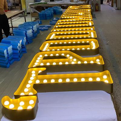 China SHINY Loft Vintage Marquee Led Signs Comic Bulb Letters Customized 3D Led Channel Letter Sign Shop Sign Light for sale