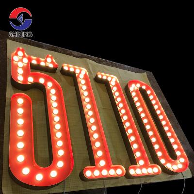 China SHINY Red Warm White Loft Marquee Led Signs Vintage Led Letters Customized 3D Bulb 12V Led Sign Light for sale