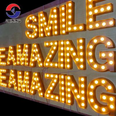 China Trace Dazzle NO MOQ Marquee Led Signs Vintage Led Bulb Letters Customized 3D Led Luminous Sign for sale