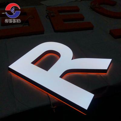 China High Brightness Manufacturer 3D Shiny Professional Acrylic Light Letters Orange Acrylic Led Light Sign Back Led Outdoor Signage for sale