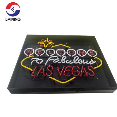 China The GLOSSY long term job welcome to fabulous Las Vegas glass tube neon sign customs lead electronic light sign signs for sale