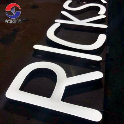 China Manufacturers SHINING Buildings Custom LED Sign Resin Letters Stick Metal Channel Frontlit Led Display ABS for sale