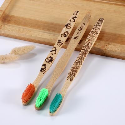 China Eco Friendly Biodegradable Bamboo Toothbrush Gift Bulk Pack Of 4 For Kids for sale