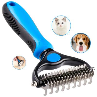 China Amazon Viable Wholesale Hot Sale Supplier Pet Grooming Brush Cat Comb Double Sided Shedding Dematting Dog Hair Comb Pet Cleaning for sale