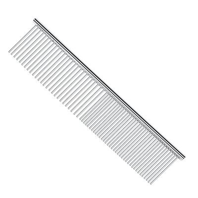 China Stocked stainless steel teeth pet hair comb, professional grooming tool for long and short hair dogs. Cats and other pets for sale