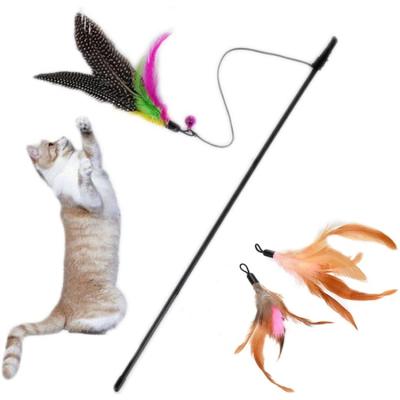 China Additional Extension Viable Rod And Three Refill Feather Toy Bird Interactive Toy For Cat And Kitten Of Cat Teaser Wand Set With for sale