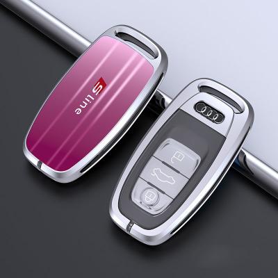 China 2022 Key Car Holder Case Bling Bling Crystal Carbon Fiber Remote Smart Key Carbon Fiber Car Key Case For Audi for sale