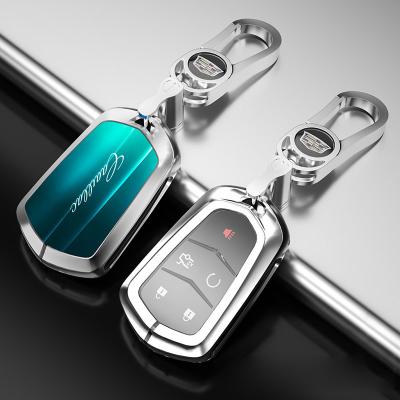 China 2022 Bling Bling Crystal Factory Tempered Glasses 3D Luxury Zinc Alloy Car Remote Smart Key Holder For Cadillac for sale