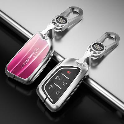 China 2022 Bling Bling Crystal Factory Tempered Glasses 3D Luxury Zinc Alloy Car Remote Smart Key Holder For Cadillac for sale