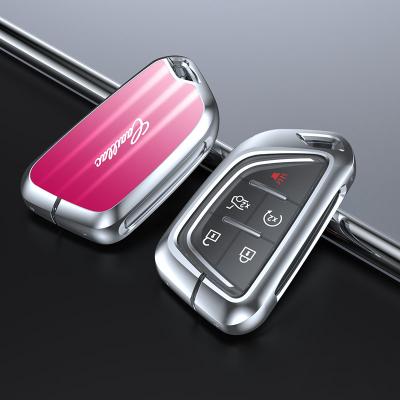 China 2022 Luxury waterproof +silicon +tempered zinc alloy 3D film tempered film for Cadillac key FOB cover with buckle for sale