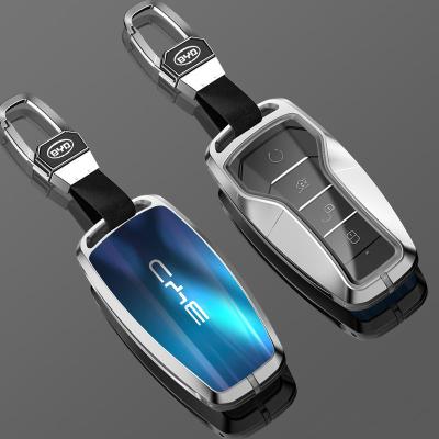 China 2022 Bling Bling Crystal Factory Tempered Glasses 3D Luxury Zinc Alloy Car Remote Smart Key Holder For BYD for sale