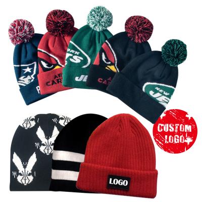 China Jacquard Wholesale High Quality COMMON 100% Beanie Custom Acrylic Knitted OEM Acrylic Warm Knitted Beanie for sale