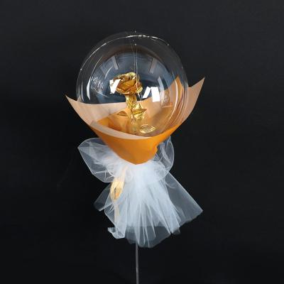 China Gift Toy Golden Bobo Balloons Balon Bouquet Gold Flower Set Toy Led Light Transparent Rose Gold Backdrop Gift for sale