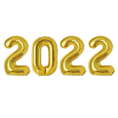 China Toy Gift Happy New Year 2022 Commemorative Party Number Foil Balloon Letter Banner 40 Inch Set Retail Packing Card Foil Balloons for sale