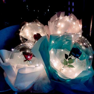 China Gift Toy Led Light Party Birthday Gift Needs Transparent Rose Flower Bobo Balloons Balon Bouquet Set Backdrop for sale