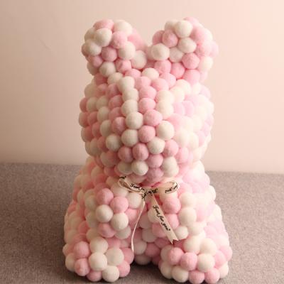 China Creative Valentine's Day Gift 40cm Rose Bear Hair Ball 2022 Soap Flower Foam Flower Plant Rabbit Artificial Hairball for sale