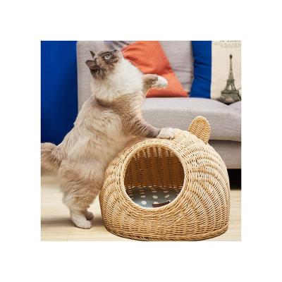 China Hot Selling Handmade Cotton Stocked Rattan Cat Litter Breathable And Washable Canvas Cat Litter for sale