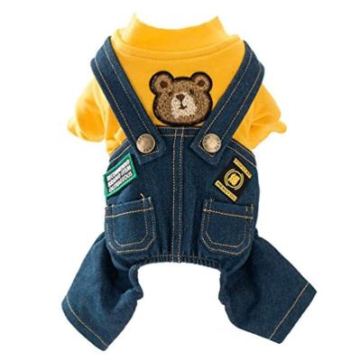 China Sustainable dog costume clothes, overall cute denim for small and medium pets for sale