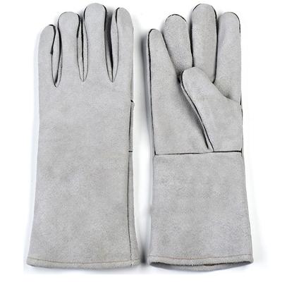 China Electric Welding Fire Resistant Gloves Heat And Scald Resistant Leather Welder Wear-Resistant Lengthened And Thickened Protective Gloves for sale