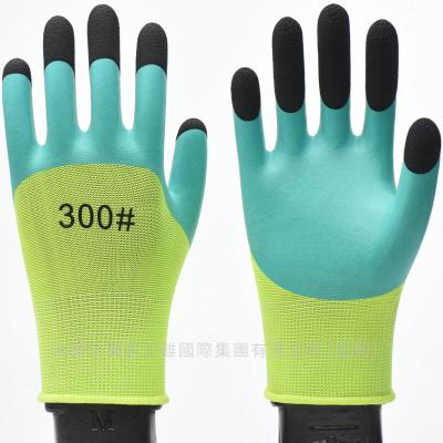 China Safety Work Latex Foam Operating Work Gloves Leather Protection Over Layer Wear Resistant Crinkle Ventilation for sale