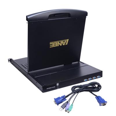 China Double-Rail Slide Best Selling 1 U Left 19 Inch VGA LCD KVM KVM Console With Keyboard Mouse for sale