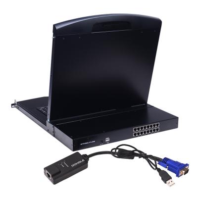 China Chinese Manufacturer 17 Module Design Single-rail CAT5 16 Inch Single-Rail LCD KVM Port Console IP IP Optional With Different Interface Dongle for sale