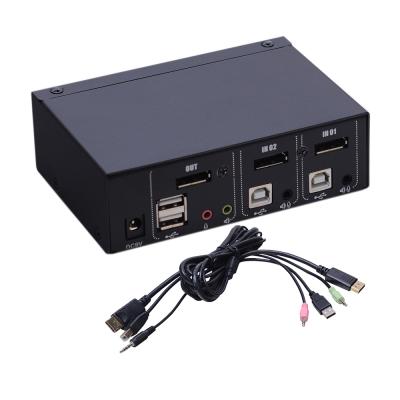 China Low MOQ 4K@60fp 2.0 Multiple Port Portable Video 2 DP KVM Desktop Switch for sale