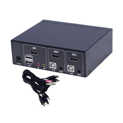 China Computer Control R&D Center Professional 4K@30fp Video Resolution Single Port Monitor 2 HDMI KVM Switch for sale