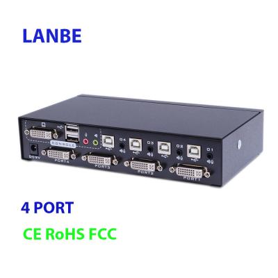 China Desktop Type One USB Control 4 Computers 2560*1600 Video Resolution Compact Desktop 4 Port KVM Port Switch With Cable for sale