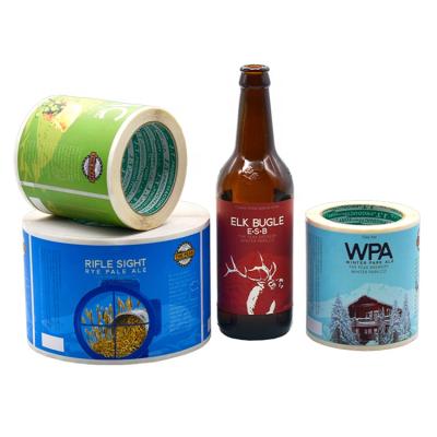 China Custom Printed Waterproof Beer Roll Standard Size Glass Bottle Self Adhesive Waterproof Label for sale