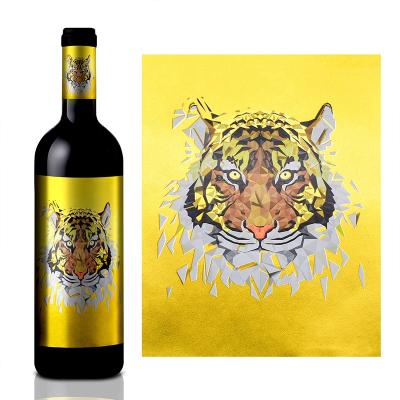 China Brand Logo Gold Foil Red Wine Waterproof Custom Print Embossed Bottle Label Sticker for sale