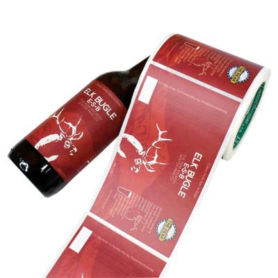 China Cartoon logos waterproof custom private printing machine roll up sticker beer bottle embossed label for sale