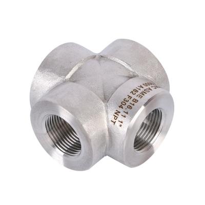 China Industry 1/2 3/4 inch Straigh fittings t stainless steel tee common threaded pipe ross double four way for sale