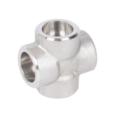 China Industry 1/2 3/4 inch fittings socket joint weld stainless steel tee straight pipe ross double four way for sale