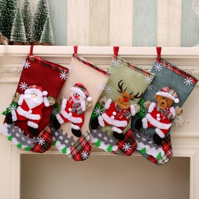 China Christmas Decoration 3D Santa Claus Christmas Stocking Snowflake Reindeer Christamas House Bumps Christmas Decoration Gift Bag for sale