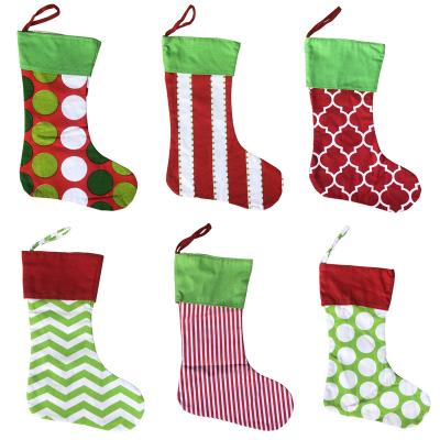 China New Pattern Christmas Socks Christmas Decoration Cotton Stripe Gift Bag High Quality Printed Christmas Pendant for sale