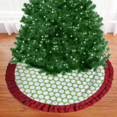 China 2021 New Popular Lace Christmas Tree Skirt Multicolor Christmas Tree Decorations Dot Wave Printed Christmas Tree Skirt for sale