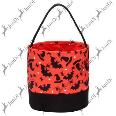 China Holiday Decorations 2021 Party Baskets Party Decoration Candy Tote Bags New Halloween Printing Trick Or Treat Bat Custom Style Buckets For Kids for sale