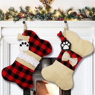 China Pretty New Fabric/Felt Christmas Socks Decoration Santa Snowman Reindeer Dog Christmas Sock Bags for sale