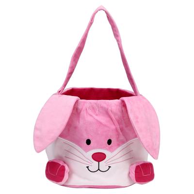 China New Design Canvas Easter Kids Pink Easter Bunny Tote Candy Egg Gifts Bucket Monogram Ear Basket Along Wholesale Party Decoration for sale