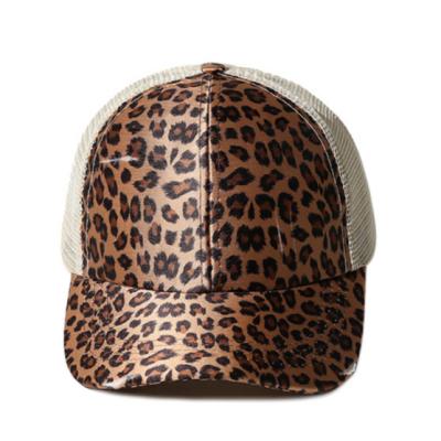 China breathable & Summer Trucker Leopard Camouflage Camouflage Hat Dad Hats Cotton Washed Breathable Waterproof Cross Ponytail Baseball Cap Women Sports Casual Dad Hats for sale