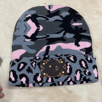 China 2021 Fashion Custom Fashion Beanie Hat Knit Leopard Skull Hat Soft Fur For Women for sale